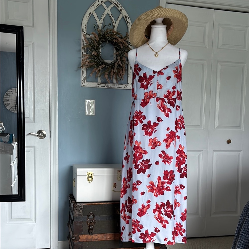 J Crew Floral Red and White Women's Dress